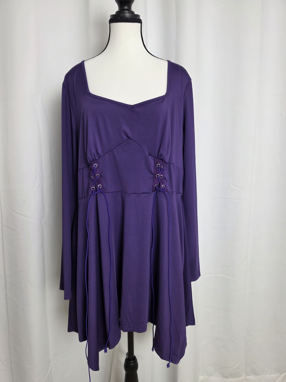 Women’s Gothic Purple Lace-Up Fit & Flare Dress
